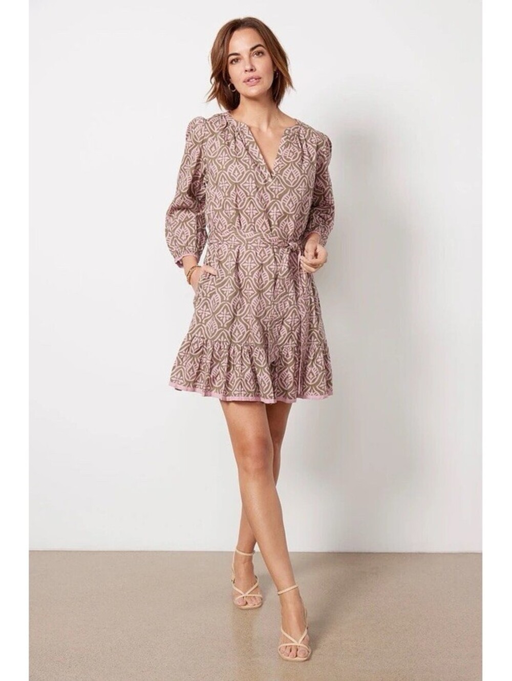 Velvet by Graham & Spencer Women's Kenley Mosaic Cotton Short Dress Rose Size XS